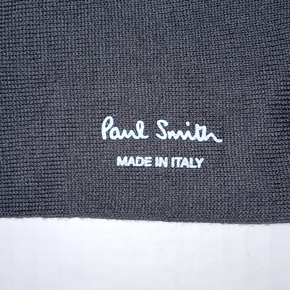 Paul Smith Embroidered Cotton Dress Socks. Mens. Charcoal Gray, Orange & Blue. - Picture 1 of 7